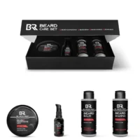 Home black red beard care set of 4 wax | serum | shampoo | balm