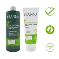 Home bianna green tea & bamboo face tonic (400 ml) & daily facial cleaner scrub (200 ml) set